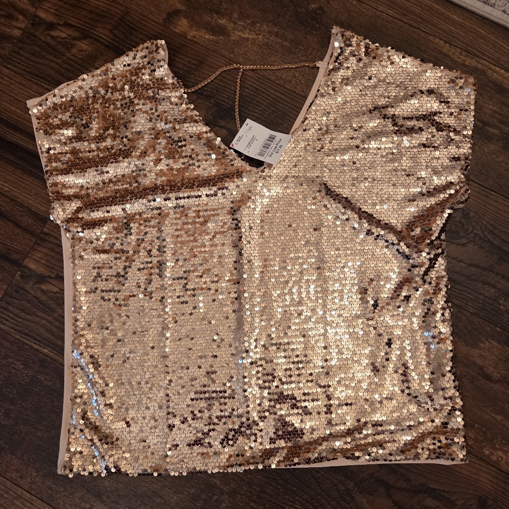 Glamorous Sequin V-Neck Crop Top